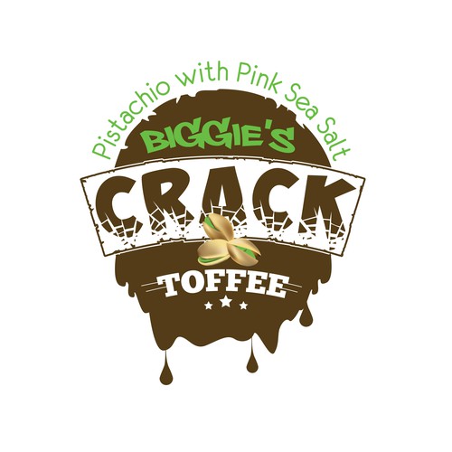 Create a logo for the delicious addictive treat, Biggie's Crack Toffee!