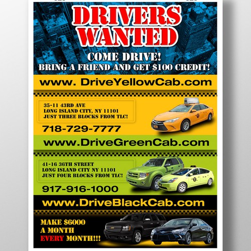 Poster design for taxi company and services