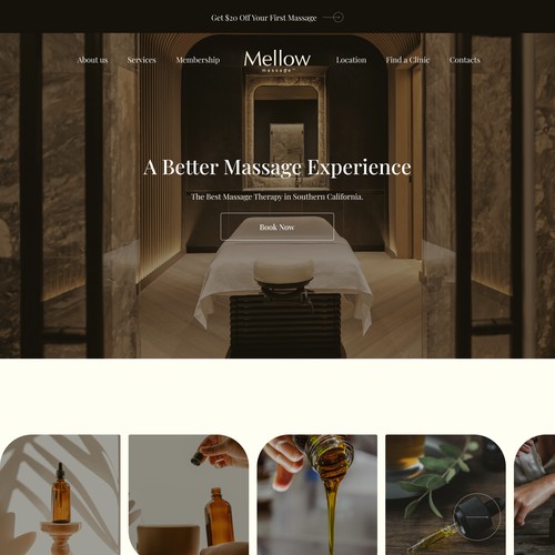 Landing page for Massage Studio