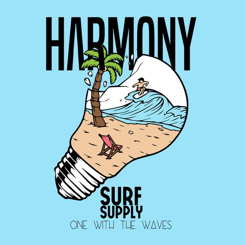 T-shirt design Harmony surf supply