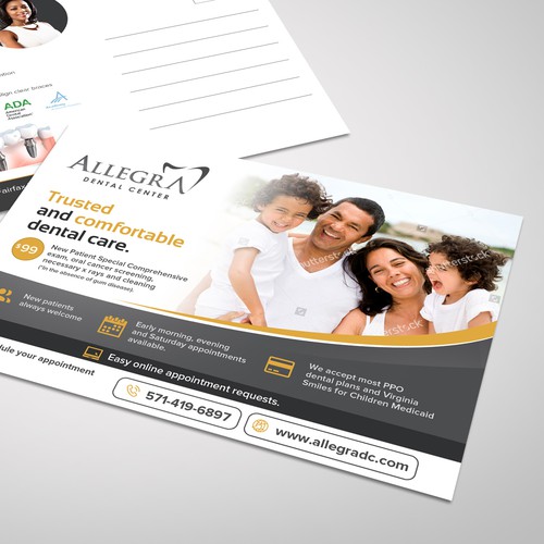 Postcard design for Allegra Dental Center