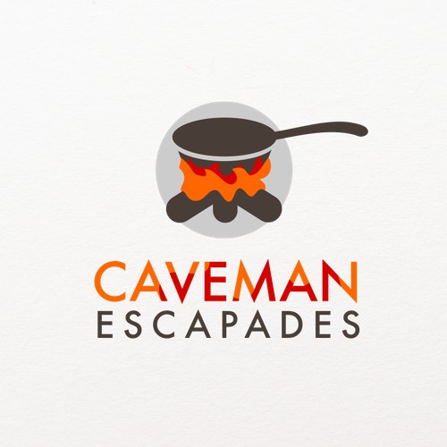 Create a logo about adventures in cooking for Caveman Escapades