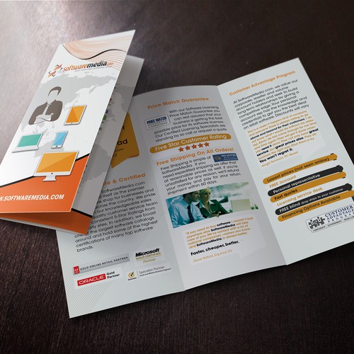 Create tri-fold brochure for software reseller
