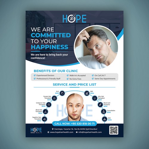 Hair transplant poster - eye catching and business orientated