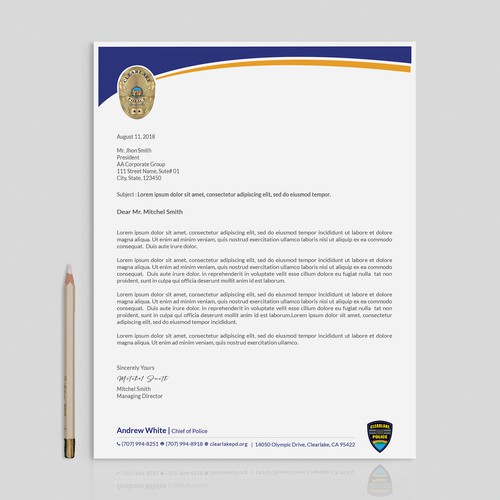 Stationary Design for Clearlake Police Department