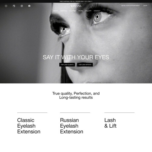 Luxurious Minimalistic Black & White Website For Eyelash Company