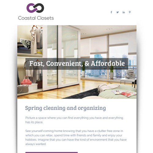 Stylish email for reach-in closets
