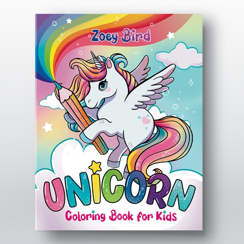Unicorn Coloring Book Cover for Kids 