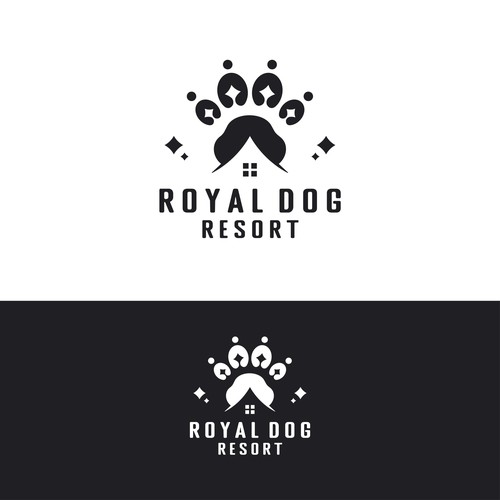 Dog Paw, Crown, and Home Logo