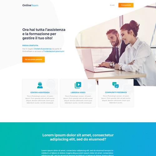 Landing Page for a service that offers training and assistance in setting up Wordpress sites