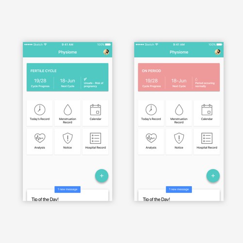 App concept for period tracking