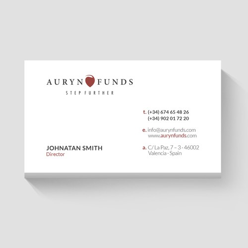 Business Card For Auryn Funds