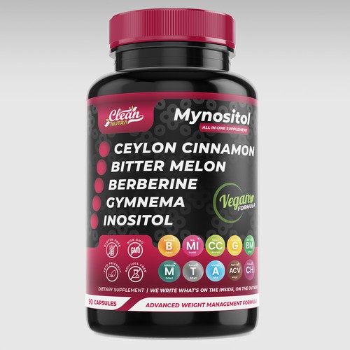 Clean nutra Mynositol label design
