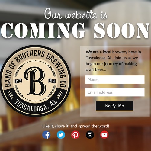 Landing page for a craft brewery