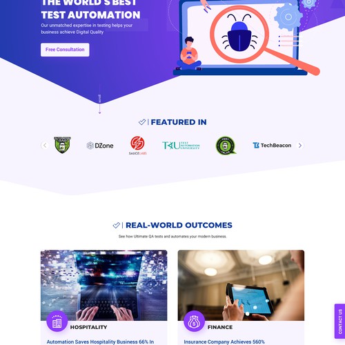 Landing page test automation consulting business website design