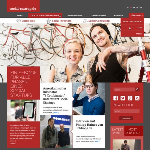 Cool wordpress design for a social startup blog
