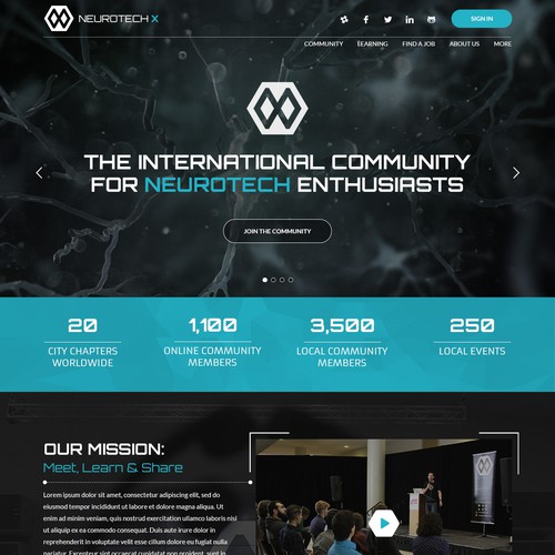 Website design concept for NeuroTech X