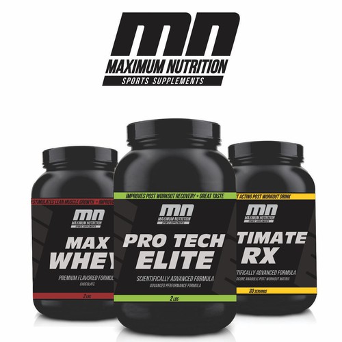 Logo and label design for a sports supplements brand