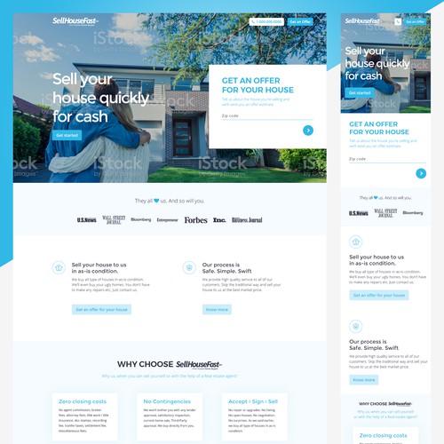 Landing page design for SellHouseFast.com