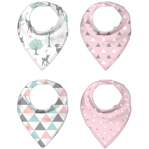 Print designs for baby bandana bibs