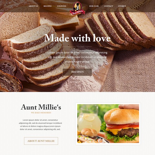 Create a clean and visually engaging page for a great bread company!