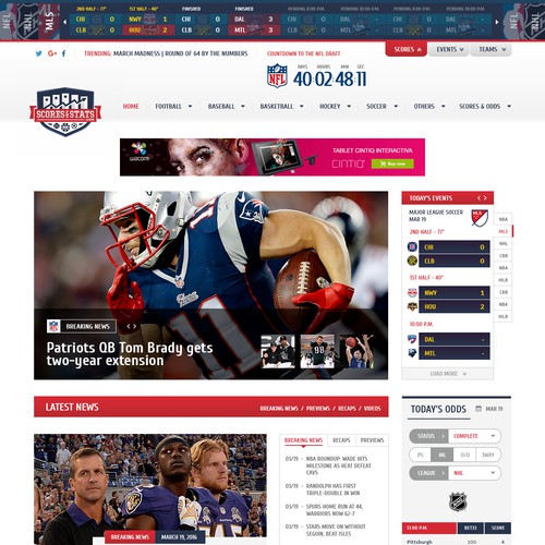 Sports site homepage proposal