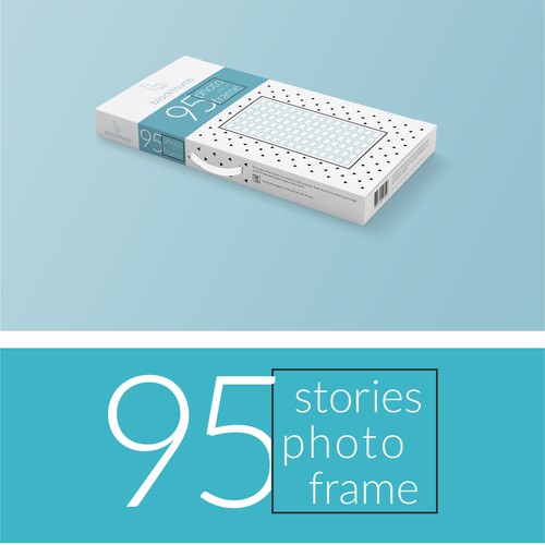 Design a box for a beautifully crafted, modern modular frame that holds 95 pictures on your wall!