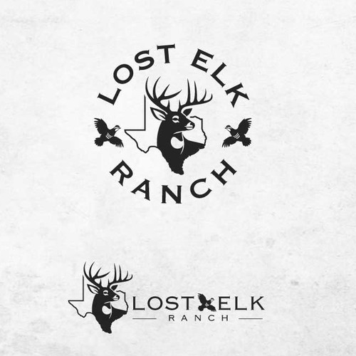 Deer and quail hunting ranch logo