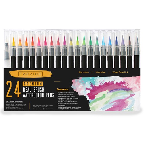 Attract artists: Design a compelling product label for Water Color Brushes/Pens
