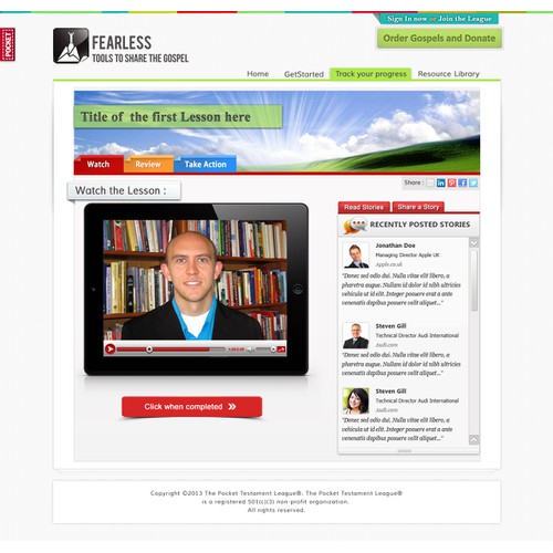 Fearless - an online training course needs a new website design