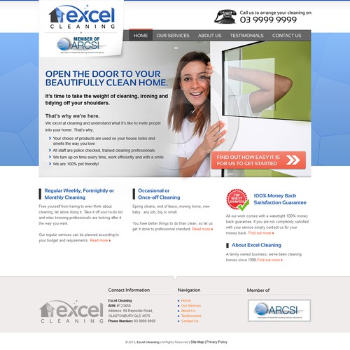 Create the next website design for Excel Cleaning