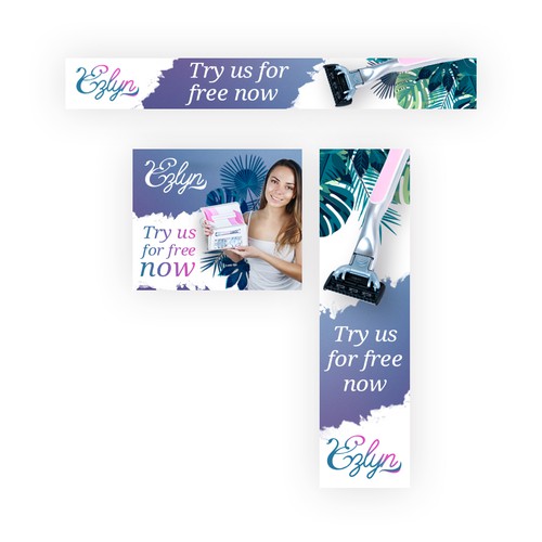 Banners for women shaving subscription box