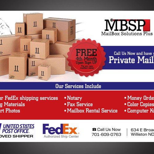New postcard or flyer wanted for Mailbox Solutions Plus