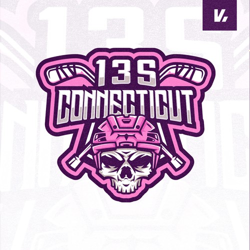 Woman hockey logo with skull