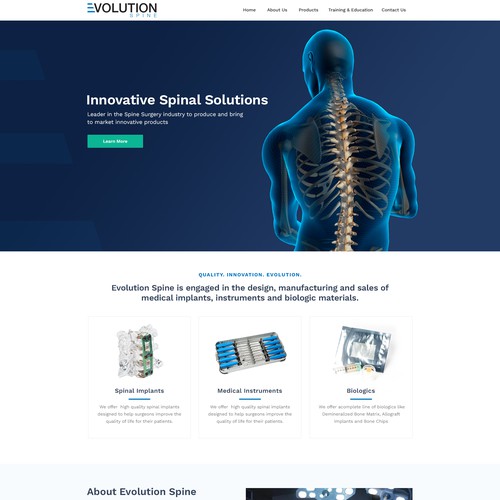 Innovative Spine Medical Device Web Design