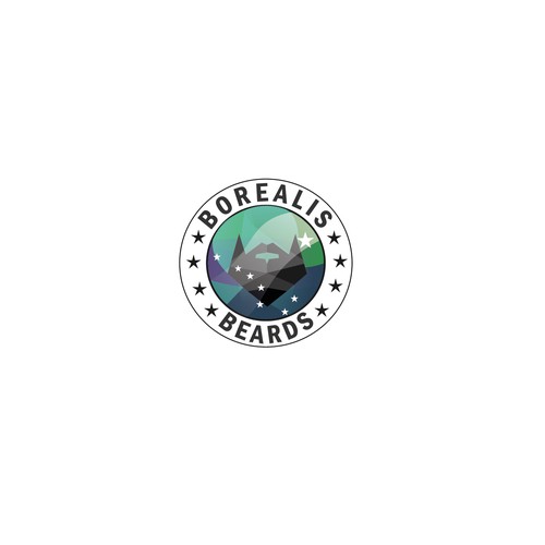logo with aurora borealis for a barber in Alaska