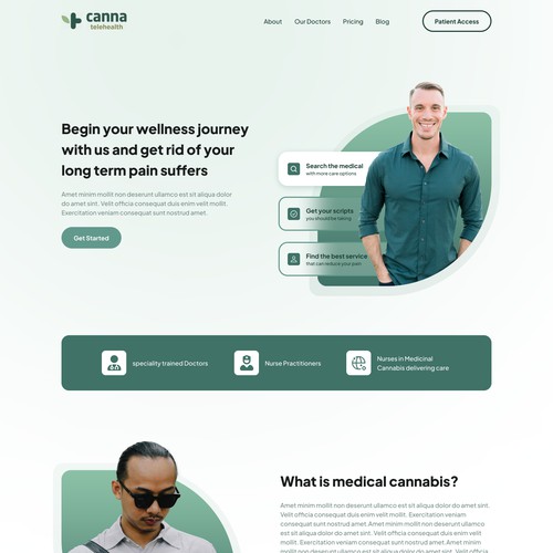 Landing page design for medicinal cannabis telehealth provider
