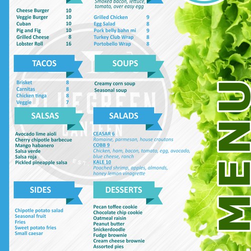 Menu Bluegreen Canteen