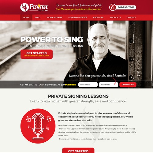 Presentation site for private singing lessons