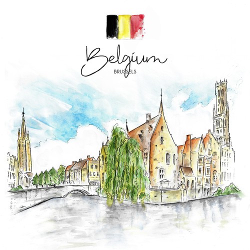 City Illustration "Belgium"