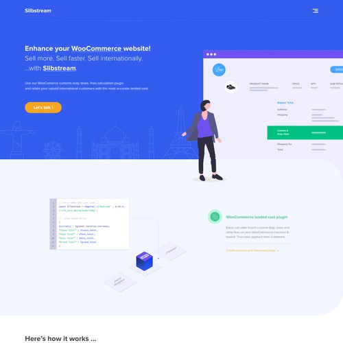 Homepage design for WooComerce customs duty, taxes, fees calculation plugin