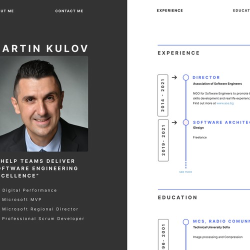 Personal resume web page.