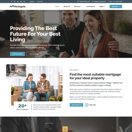 Mortgage company, make an appointment to get a new mortgage or signup online, etc.