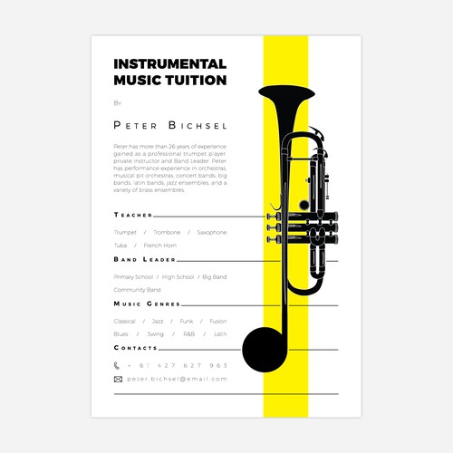 Flyer for Instrumental Music Tuition