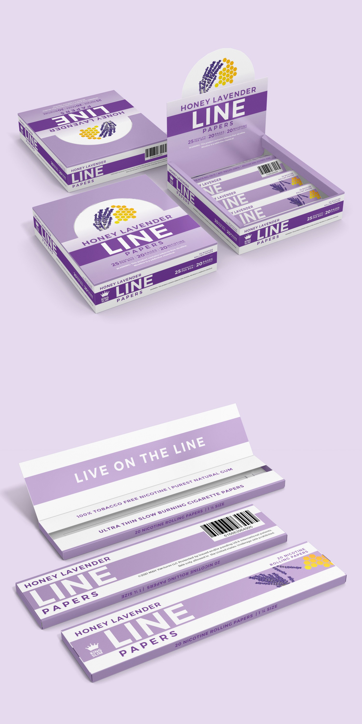 Design packaging for premium "earthy sweet!" honey lavender flavored rolling paper