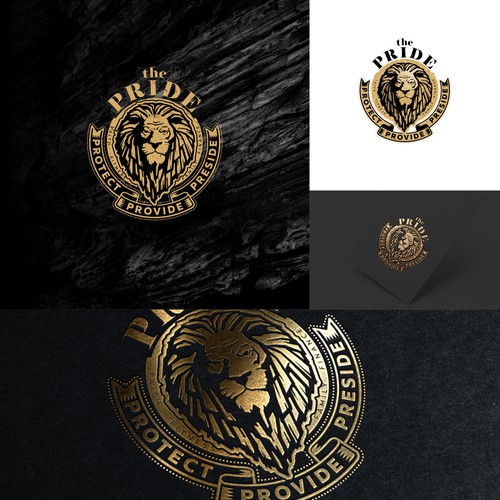 Courageous brutal lion logo for men community