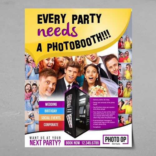 Create eye catching print media for photo booth rental company
