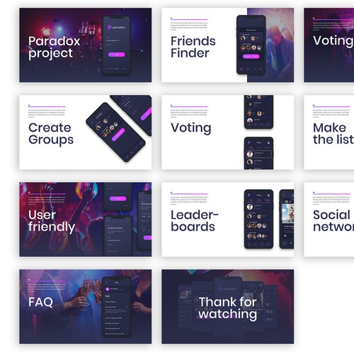 Powerpoint Pitch Deck template design for Paradox