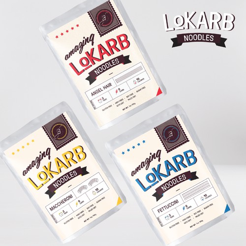 Retro label concept for Lokarb Noodles