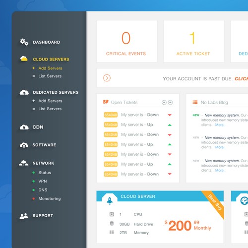 Control Panel for Cloud Hosting Provider
